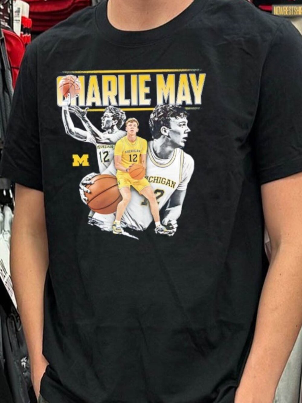 Charlie May Michigan Wolverines men’s basketball collage shirt